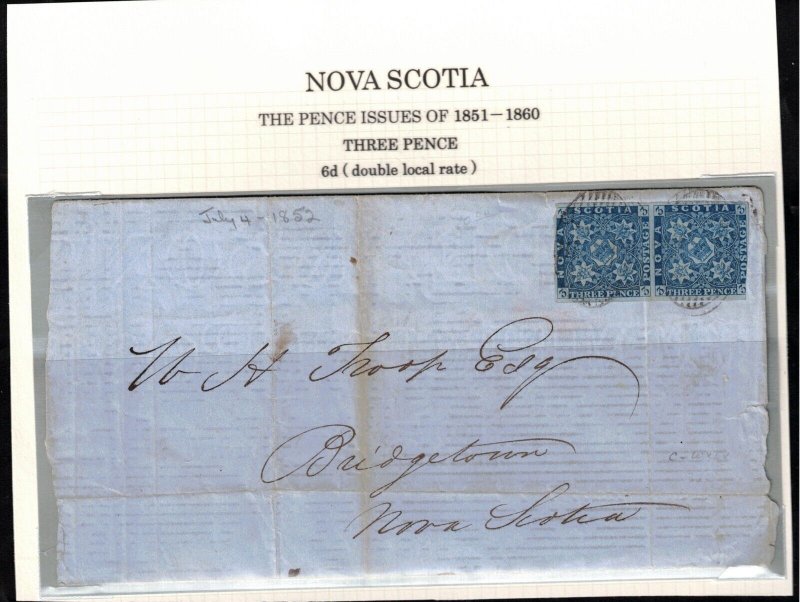 Nova Scotia #2 Used Fine Pair Halifax To Bridgetown