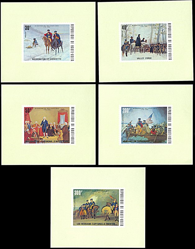 Upper Volta 365-367,C209-210, MNH, American Revolution souvenir sheets