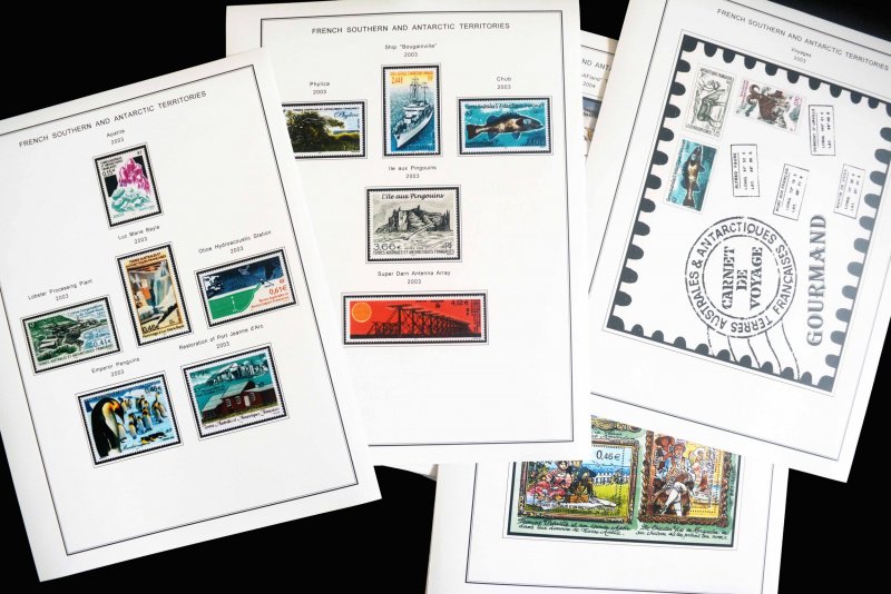 COLOR PRINTED TAAF: FRENCH ANTARCTICA 1955-2010 STAMP ALBUM PAGES (104 il.pages)