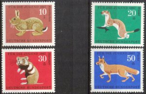 Germany Federal Republic 1967 Fauna Animals Fox Rabbit Martin set of 4 MNH**