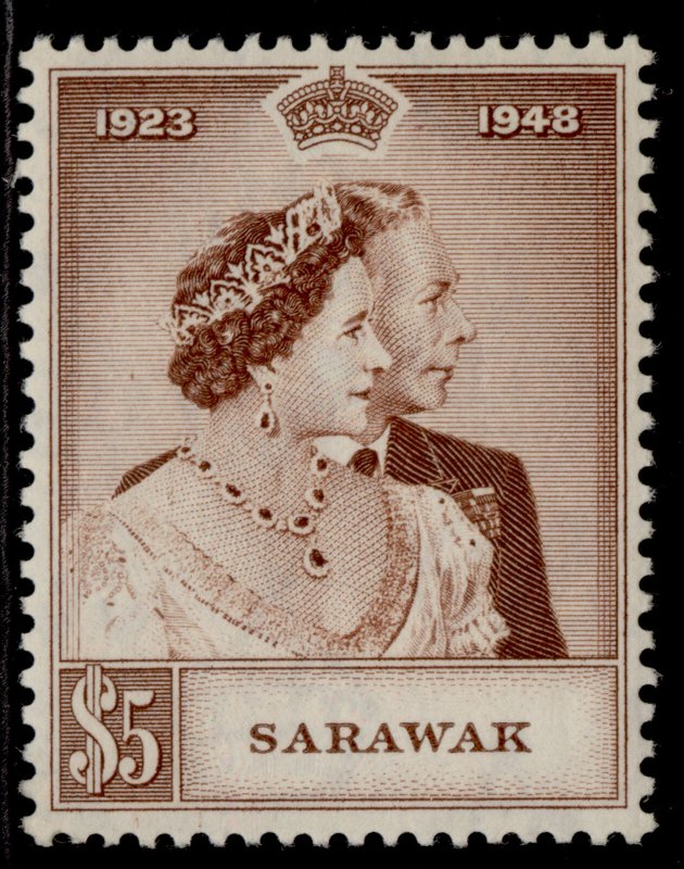 SARAWAK GVI SG166, $5 brown, M MINT. Cat £48.