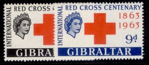 GIBRALTAR QEII SG175-176, 1963 red cross centenary set, NH MINT.