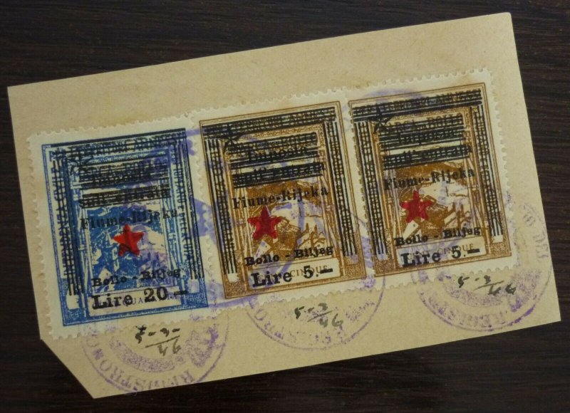 Fiume c1946 Croatia Italy Yugoslavia Revenue Stamps On Fragment  C5