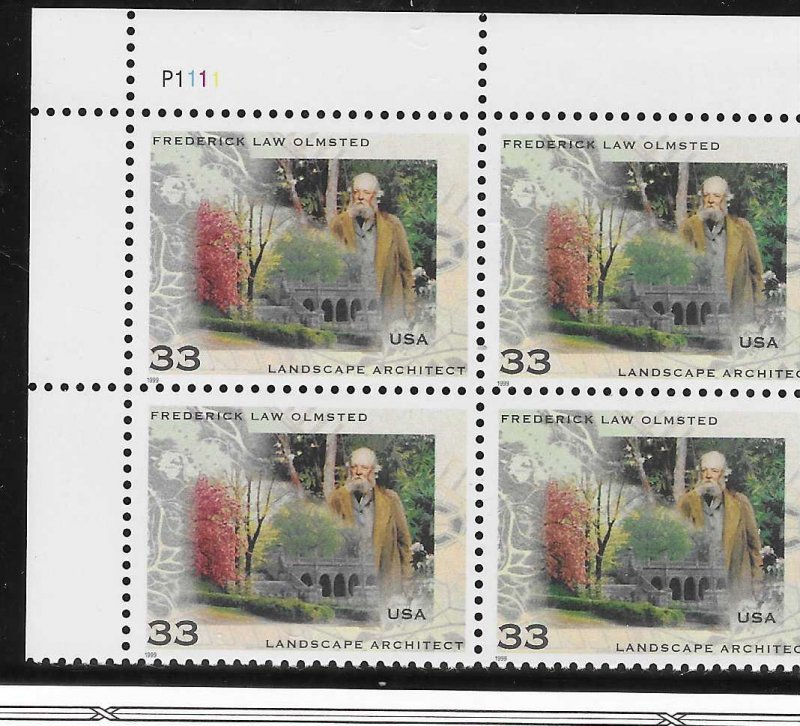 US #3338 33c Landscape Architect  plate block of 4 (MNH) CV$2.60