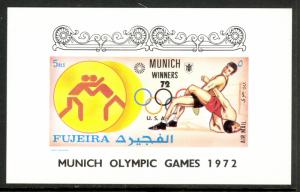 FUJEIRA 1972 MUNICH OLYMPICS WRESTLING WINNERS Souvenir Sheet Mi BLK168B MNH