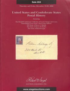 Siegel: Sale # 853  -  United States and Confederate Stat...