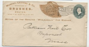 1895 Boston MA Murphy, Leavens & Co. Brushes ad cover flag cancel [y4306]