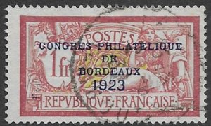 France 197 1923   1 fr  w/ OP   FVF  Used