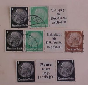 GERMAN STAMPS SE-TENANT TABS   2 DIFF. STRIP OF 3 & 1 STRIP OF 4 ALL DIFF.