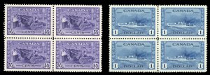 Canada #261-262 Cat$500+, 1932-43 50c violet and $1 deep blue, blocks of four...