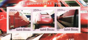Guinea-Bissau 2001 THALYS TRAINS Sheetlet (3) MNH