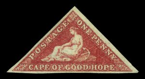 CAPE OF GOOD HOPE 1863  Triangulars  1p redish brown Scott 12a  mint MH VF