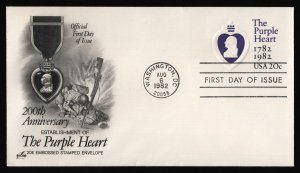 #U603 20c The Purple Heart, Art Craft FDC **ANY 5=FREE SHIPPING**