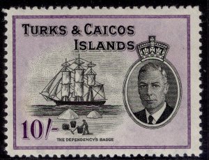 TURKS & CAICOS ISLANDS GVI SG233, 10s black & violet, NH MINT. Cat £30.