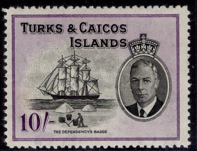 TURKS & CAICOS ISLANDS GVI SG233, 10s black & violet, NH MINT. Cat £30.