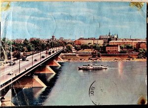 Poland. Postcard. Śląsk-Dąbrowski Bridge (Śląsko-Dąbrowski Most) over the...