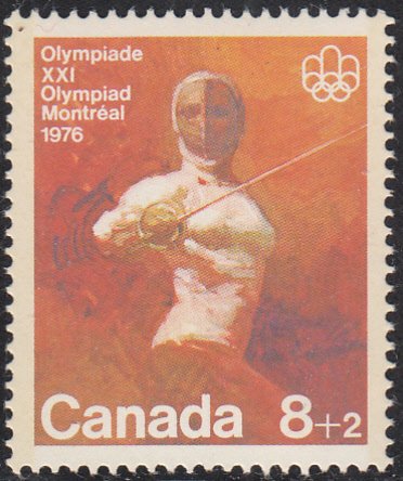 Canada 1975 MNH Sc #B7 8c + 2c Fencer Olympic Symbols