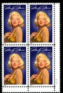 1995 Marilyn Monroe - Plate Blk Of 4 32c Postage Stamps, Sc# 2967, MNH, OG