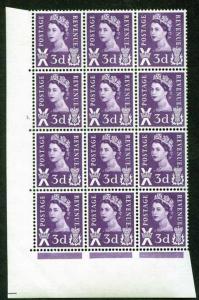 Scotland XS1 3d Cream Paper Cyl 3 dot Block of 12