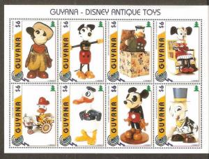 Guyana 1995 Walt Disney Antique Toys Cartoon Film Cinema Mickey Ouse Donald D...