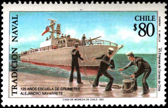 Chile #1073-1076, Complete Set(4), 1993, Ships, Military Related, Never Hinged