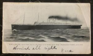 1905 Mullingar England Picture Postcard cover To New York RMS USA Baltic Ship