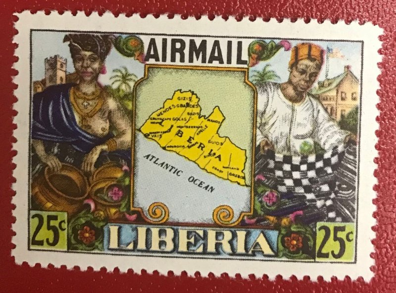 1949 Liberia Sc C63 unused Map and citizens CV35¢ Lot 2084