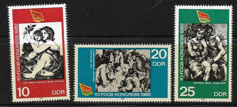 DDR   2260-2262  MINT HINGED, FREE FEDERATION , TRADE UNIONS SET 1982