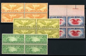 USAstamps Unused VF US 1927 Airmail Blocks Scott C9, C17, C19, C23 OG MNH 