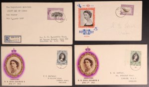 Aden 1953-1957 Queen Elizabeth Collection of 7 Different FDCs