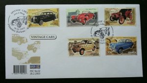 Malta Vintage Cars 2003 Classic Transport Vehicle (stamp FDC)