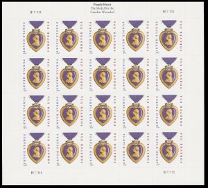 2014 Purple Heart Medal Sheet of 20 - Postage Stamps Scott 5035