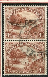 SOUTH AFRICA; 1930s early pictorial issue fine used 4d. pair