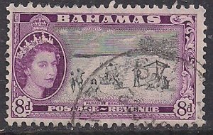 Bahamas 1954-63 QE2 8d SG 209 used ( F996 )