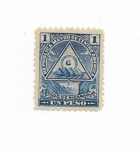 NICARAGUA 1898 Coat of Arms 1 peso blue Scott 109k Michel 106x MH