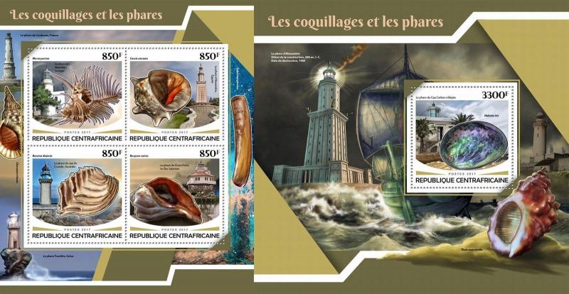 Z08 CA17704ab Central Africa 2017 Lighthouses Shells MNH ** Postfrisch Set