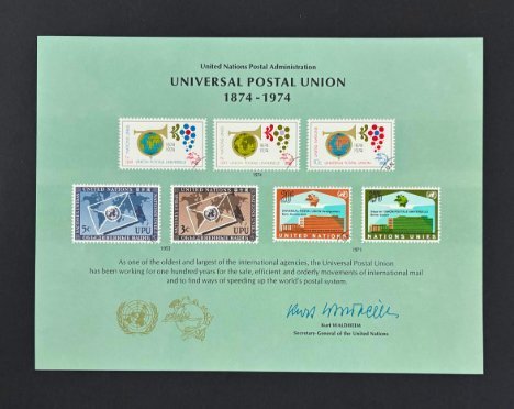 United Nations. 1974 Souvenir Card. SC5. Mint NH. w/First Day Cancels.  17255