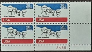 US Scott # C88;,Mt. Rushmore Airmail from 1974:VF;PltBlk of 4; MNH,og.
