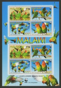 Malawi Sc# 751e MNH WWF / Lilian's Lovebirds (M/S)