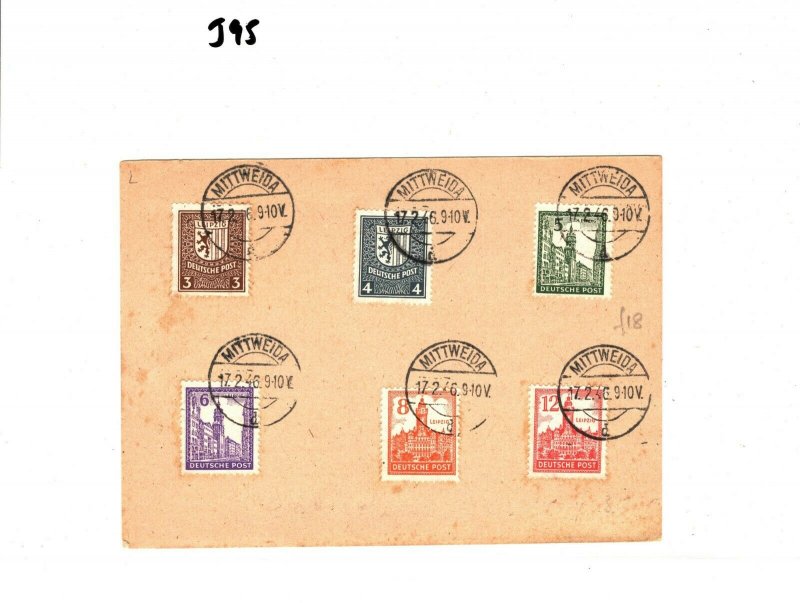 GERMANY Allied Occupation SAXONY Stamps {6} *Mittweida* Card 1946 {samwells}GJ95 