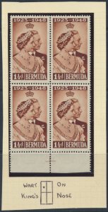 Bermuda SG 125 variety SC# 133 *  MNH  Silver Wedding 1948 see details /scans