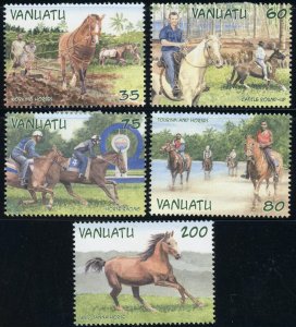 Vanuatu #799-803 Horses Animals Equus Caballus Postage Stamps Topical 2002 MLH