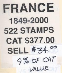 FRANCE COUNTRY LOT MINT & USED SCV $377.00 @ 9% OF CAT VALUE