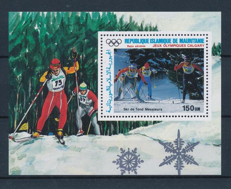 [55335] Mauritania 1987 Olympic games Calgary Cross country Skiing MNH Sheet