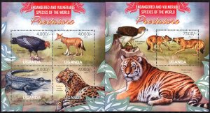 Uganda 2013 Animals Birds Raptors Crocodiles sheet + S/S MNH