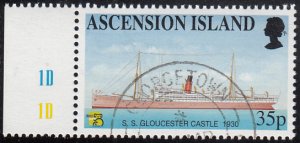 Ascension 1999 used Sc #721 35p SS Gloucester Castle Mail Ships Australia 99