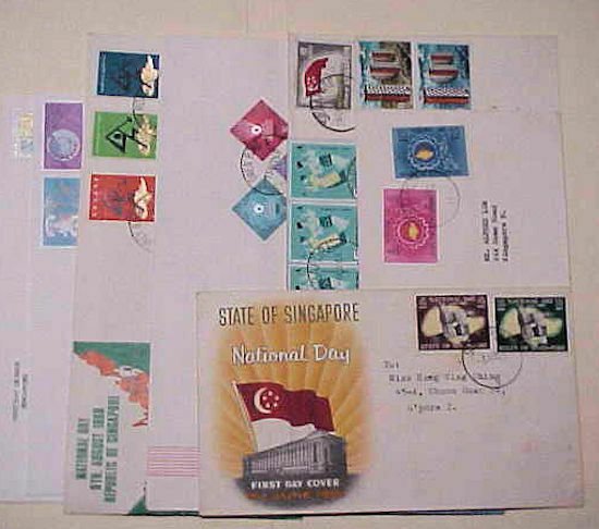 SINGAPORE FDC 9 DIFF. 1961-1981 CACHET ADDRESSED