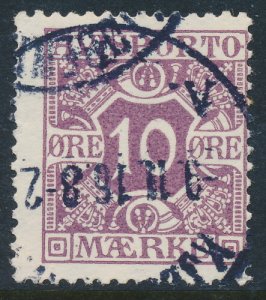 Denmark Scott P15-VAR/AFA Avis 15v, 10ø lilac Newspaper Stamp, F used VARIETY