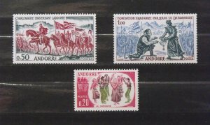 7893   Andorra, Fr   MH # 155, 156, 157                      CV$ 27.50