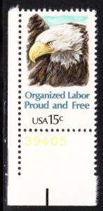 US - Scott # 1831 - FVF MNH -  Plate # single